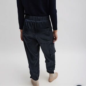 Tibi Shiny Nylon Pull On Wilt Jogger Navy